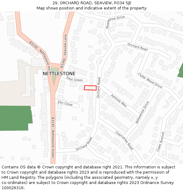 29, ORCHARD ROAD, SEAVIEW, PO34 5JE: Location map and indicative extent of plot