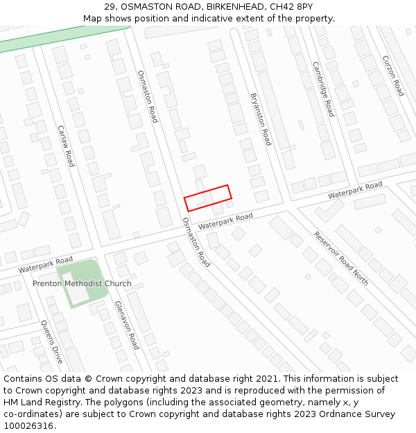 29, OSMASTON ROAD, BIRKENHEAD, CH42 8PY: Location map and indicative extent of plot