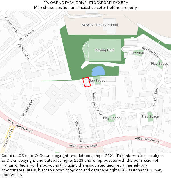 29, OWENS FARM DRIVE, STOCKPORT, SK2 5EA: Location map and indicative extent of plot