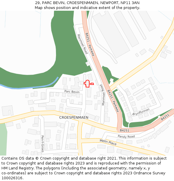 29, PARC BEVIN, CROESPENMAEN, NEWPORT, NP11 3AN: Location map and indicative extent of plot