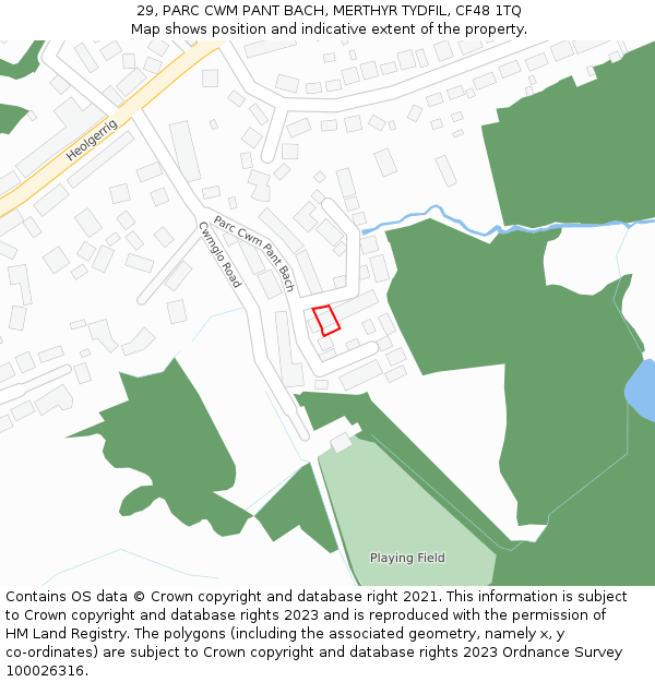 29, PARC CWM PANT BACH, MERTHYR TYDFIL, CF48 1TQ: Location map and indicative extent of plot