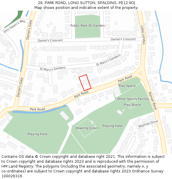 29, PARK ROAD, LONG SUTTON, SPALDING, PE12 9DJ: Location map and indicative extent of plot