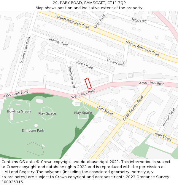 29, PARK ROAD, RAMSGATE, CT11 7QP: Location map and indicative extent of plot