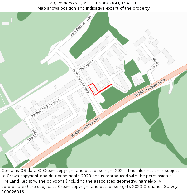 29, PARK WYND, MIDDLESBROUGH, TS4 3FB: Location map and indicative extent of plot