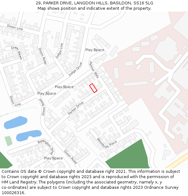 29, PARKER DRIVE, LANGDON HILLS, BASILDON, SS16 5LG: Location map and indicative extent of plot