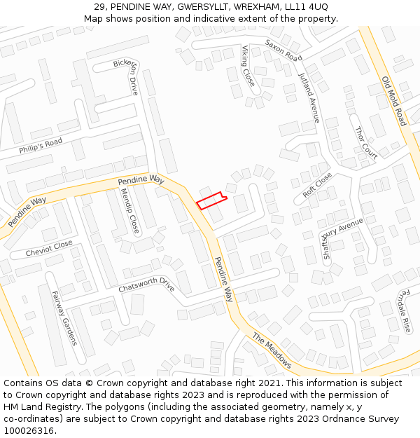 29, PENDINE WAY, GWERSYLLT, WREXHAM, LL11 4UQ: Location map and indicative extent of plot