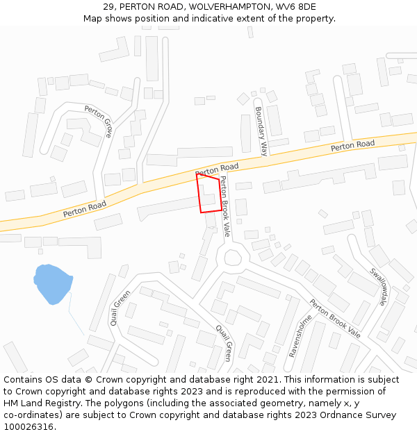 29, PERTON ROAD, WOLVERHAMPTON, WV6 8DE: Location map and indicative extent of plot