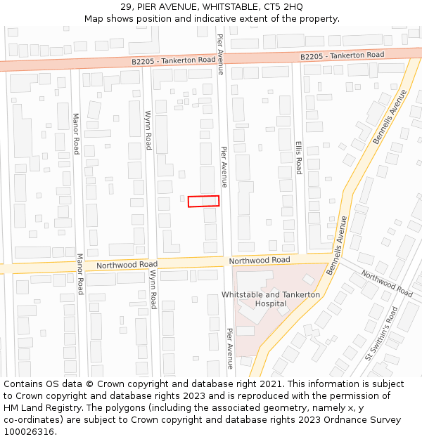 29, PIER AVENUE, WHITSTABLE, CT5 2HQ: Location map and indicative extent of plot