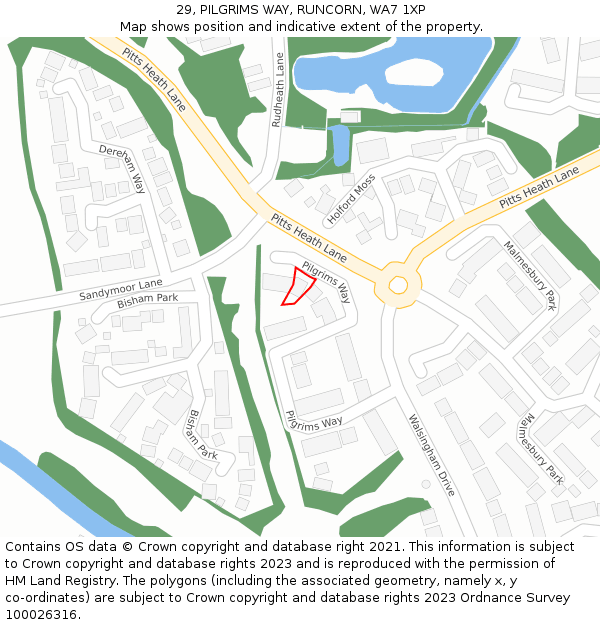 29, PILGRIMS WAY, RUNCORN, WA7 1XP: Location map and indicative extent of plot