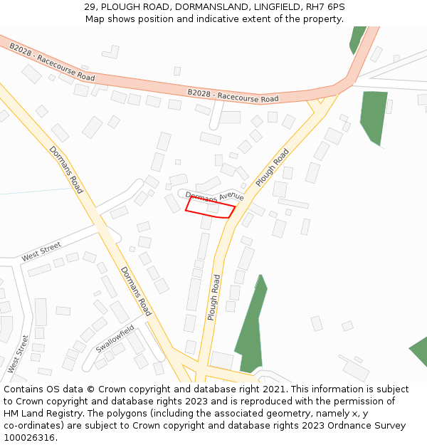 29, PLOUGH ROAD, DORMANSLAND, LINGFIELD, RH7 6PS: Location map and indicative extent of plot