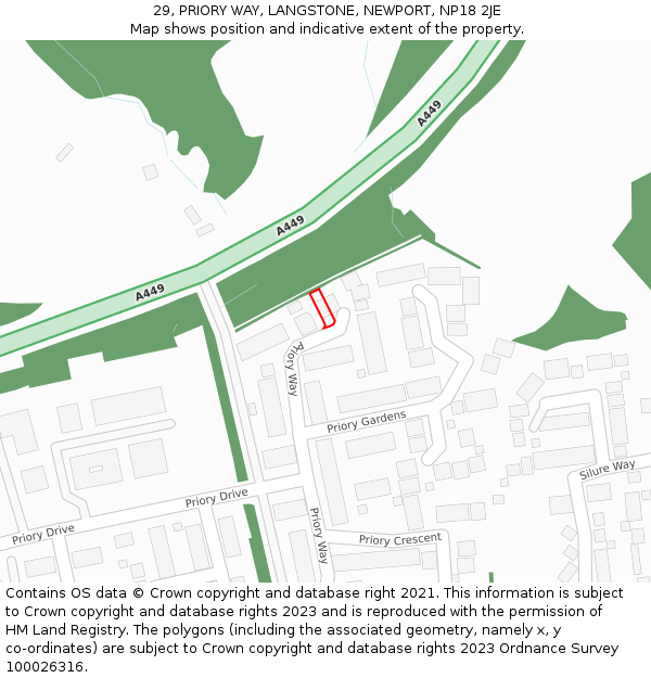 29, PRIORY WAY, LANGSTONE, NEWPORT, NP18 2JE: Location map and indicative extent of plot