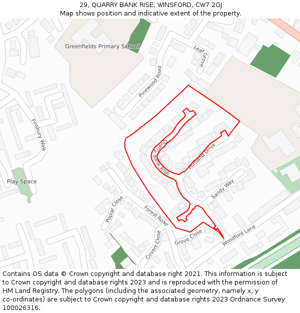 29, QUARRY BANK RISE, WINSFORD, CW7 2GJ: Location map and indicative extent of plot