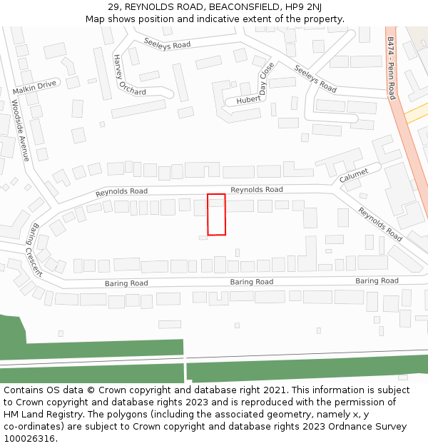 29, REYNOLDS ROAD, BEACONSFIELD, HP9 2NJ: Location map and indicative extent of plot