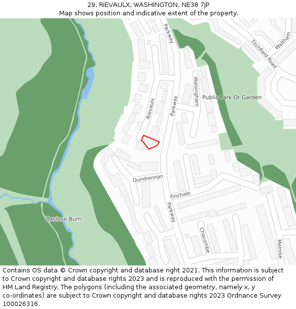 29, RIEVAULX, WASHINGTON, NE38 7JP: Location map and indicative extent of plot