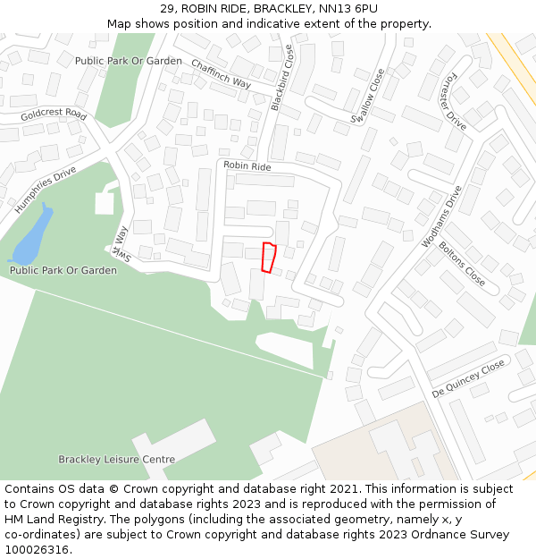 29, ROBIN RIDE, BRACKLEY, NN13 6PU: Location map and indicative extent of plot