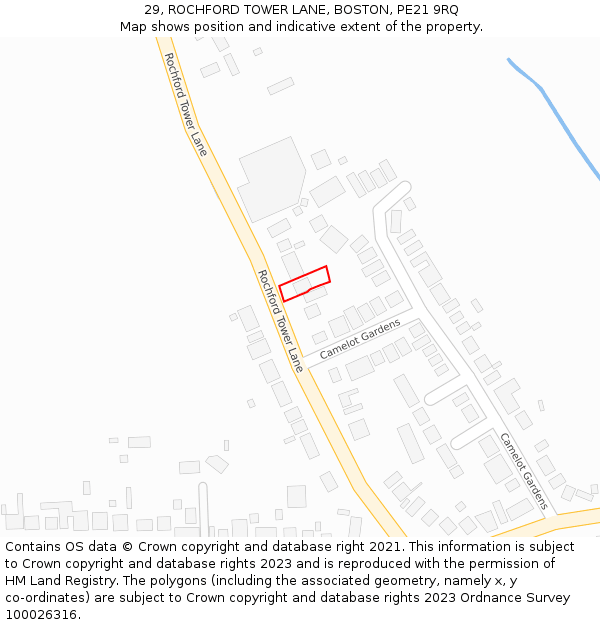 29, ROCHFORD TOWER LANE, BOSTON, PE21 9RQ: Location map and indicative extent of plot