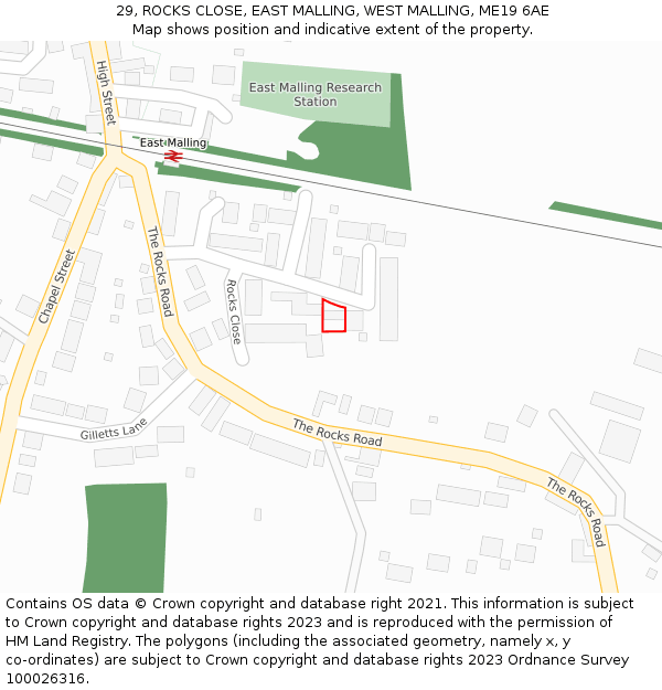 29, ROCKS CLOSE, EAST MALLING, WEST MALLING, ME19 6AE: Location map and indicative extent of plot