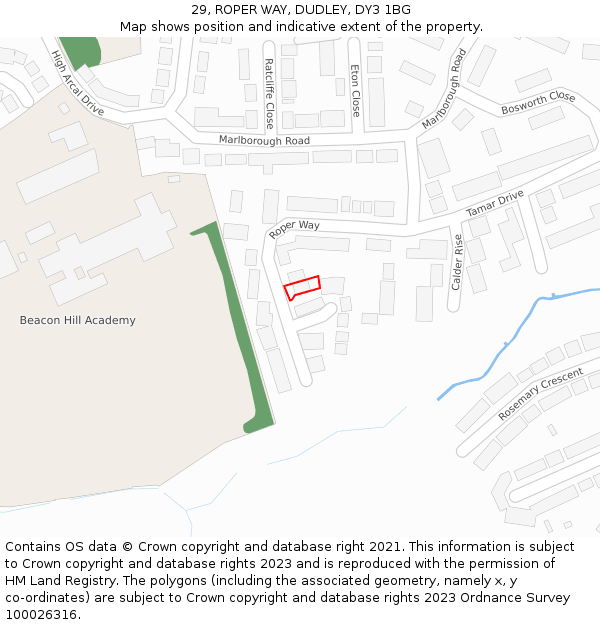 29, ROPER WAY, DUDLEY, DY3 1BG: Location map and indicative extent of plot