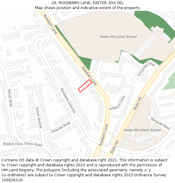 29, ROSEBARN LANE, EXETER, EX4 5EL: Location map and indicative extent of plot