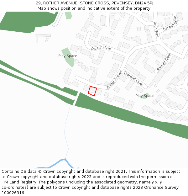 29, ROTHER AVENUE, STONE CROSS, PEVENSEY, BN24 5PJ: Location map and indicative extent of plot