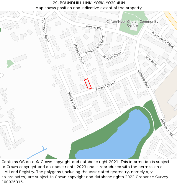 29, ROUNDHILL LINK, YORK, YO30 4UN: Location map and indicative extent of plot