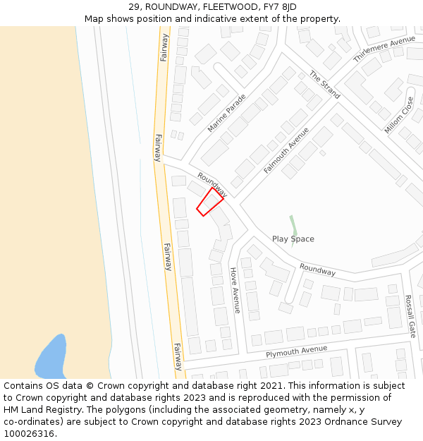 29, ROUNDWAY, FLEETWOOD, FY7 8JD: Location map and indicative extent of plot