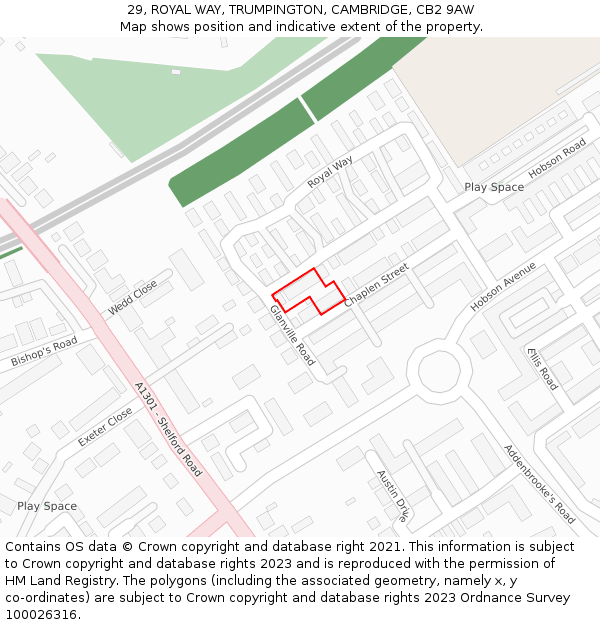 29, ROYAL WAY, TRUMPINGTON, CAMBRIDGE, CB2 9AW: Location map and indicative extent of plot