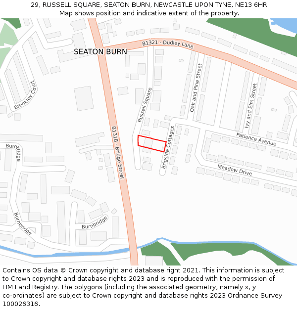 29, RUSSELL SQUARE, SEATON BURN, NEWCASTLE UPON TYNE, NE13 6HR: Location map and indicative extent of plot