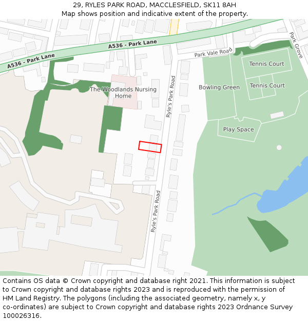 29, RYLES PARK ROAD, MACCLESFIELD, SK11 8AH: Location map and indicative extent of plot