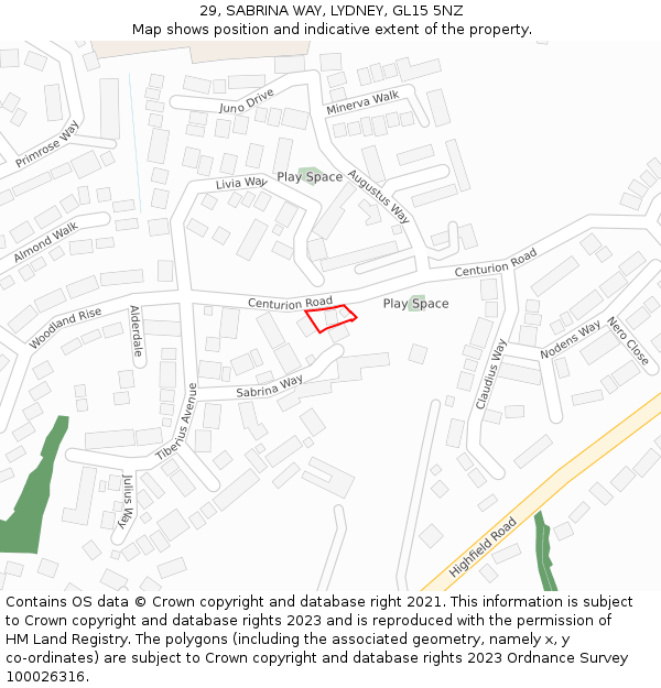 29, SABRINA WAY, LYDNEY, GL15 5NZ: Location map and indicative extent of plot