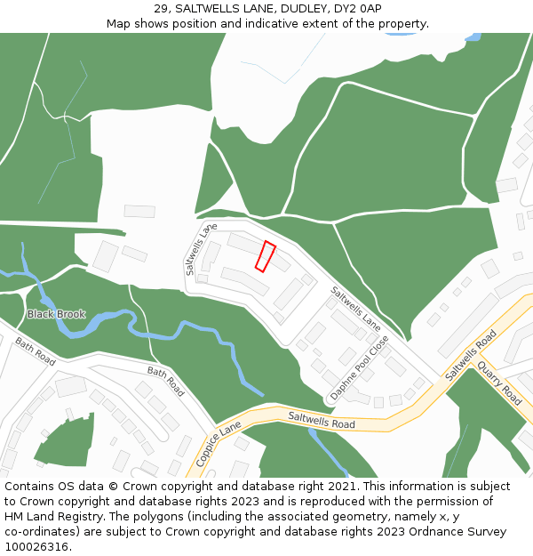 29, SALTWELLS LANE, DUDLEY, DY2 0AP: Location map and indicative extent of plot