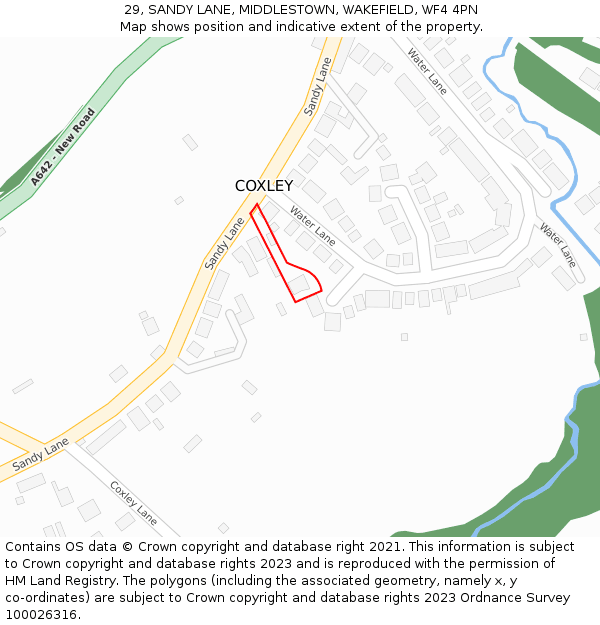 29, SANDY LANE, MIDDLESTOWN, WAKEFIELD, WF4 4PN: Location map and indicative extent of plot