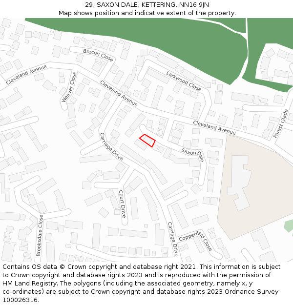 29, SAXON DALE, KETTERING, NN16 9JN: Location map and indicative extent of plot