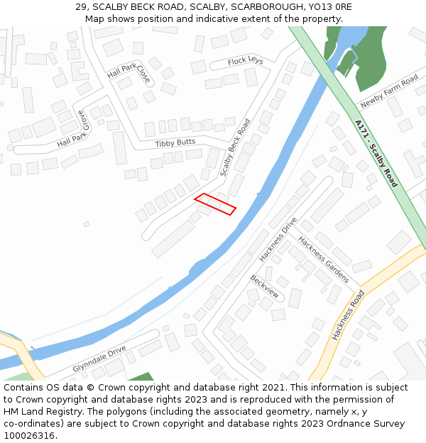 29, SCALBY BECK ROAD, SCALBY, SCARBOROUGH, YO13 0RE: Location map and indicative extent of plot