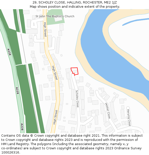 29, SCHOLEY CLOSE, HALLING, ROCHESTER, ME2 1JZ: Location map and indicative extent of plot
