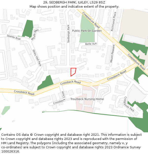 29, SEDBERGH PARK, ILKLEY, LS29 8SZ: Location map and indicative extent of plot