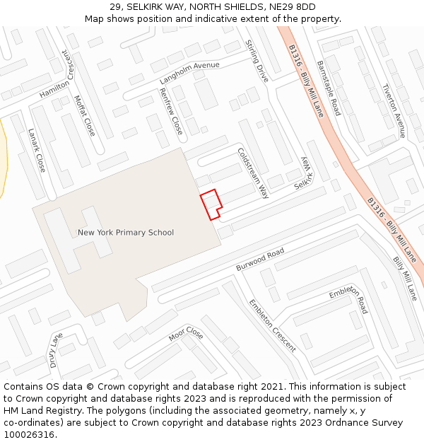 29, SELKIRK WAY, NORTH SHIELDS, NE29 8DD: Location map and indicative extent of plot