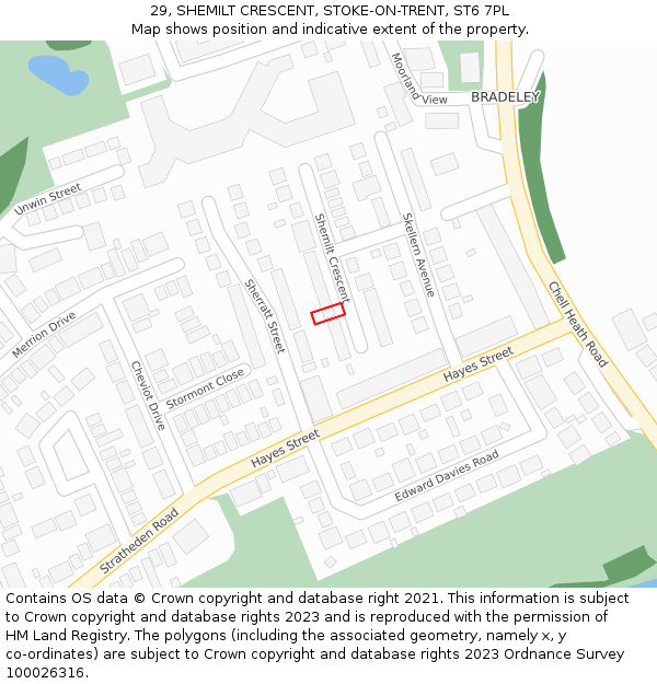 29, SHEMILT CRESCENT, STOKE-ON-TRENT, ST6 7PL: Location map and indicative extent of plot