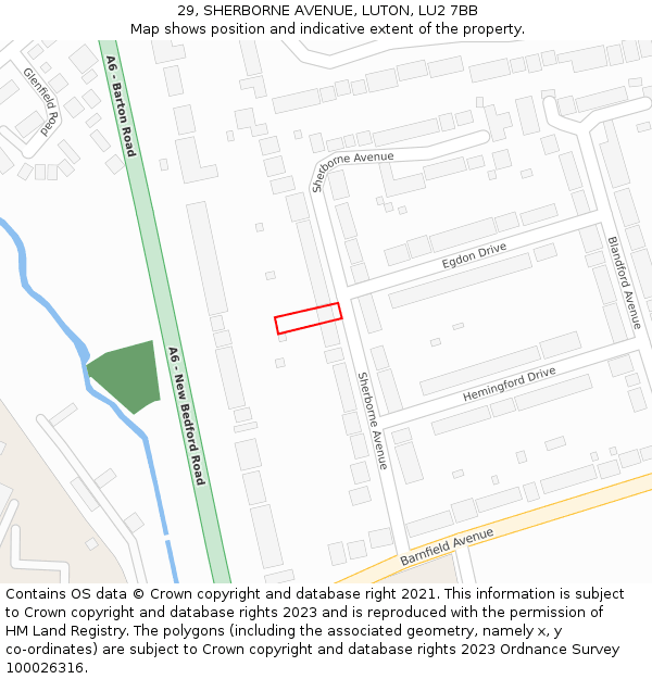 29, SHERBORNE AVENUE, LUTON, LU2 7BB: Location map and indicative extent of plot