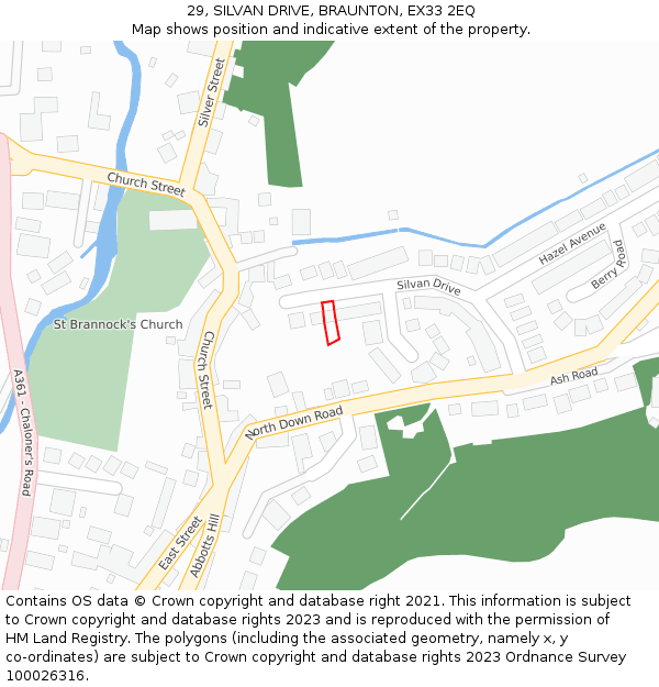 29, SILVAN DRIVE, BRAUNTON, EX33 2EQ: Location map and indicative extent of plot