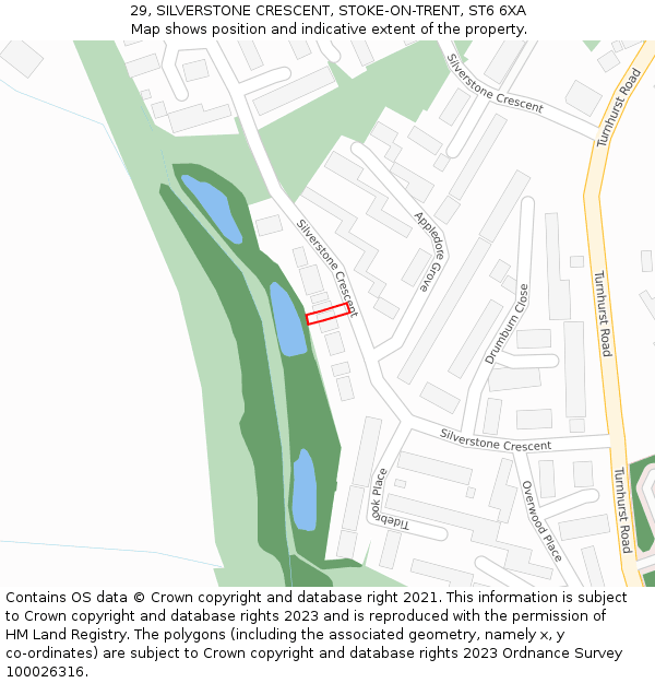 29, SILVERSTONE CRESCENT, STOKE-ON-TRENT, ST6 6XA: Location map and indicative extent of plot