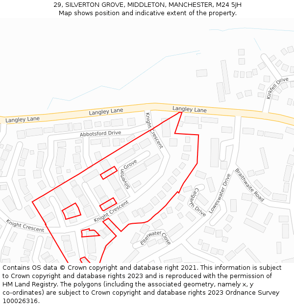 29, SILVERTON GROVE, MIDDLETON, MANCHESTER, M24 5JH: Location map and indicative extent of plot