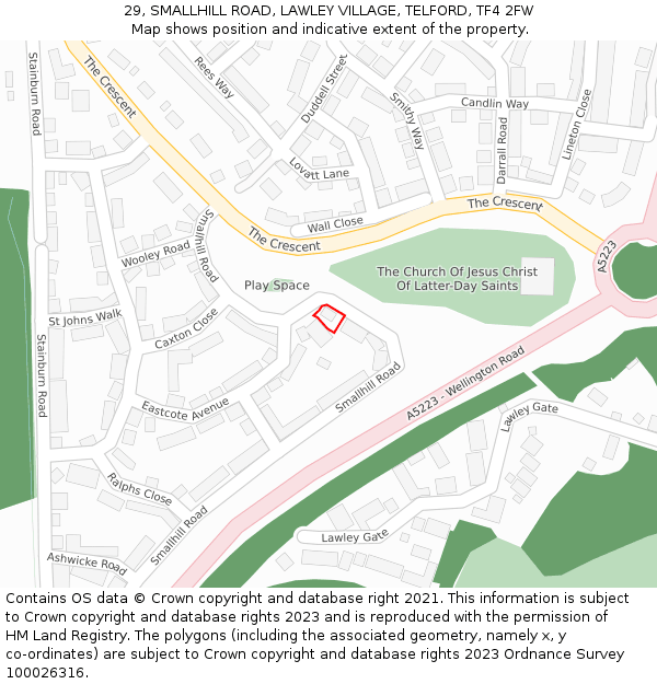 29, SMALLHILL ROAD, LAWLEY VILLAGE, TELFORD, TF4 2FW: Location map and indicative extent of plot