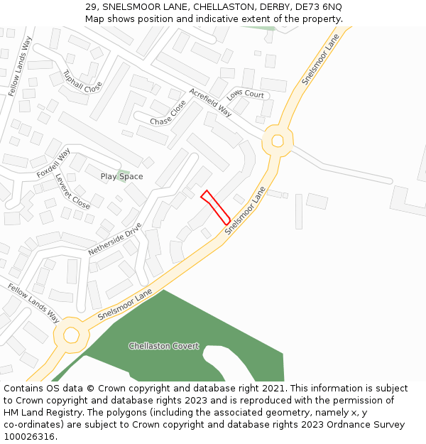 29, SNELSMOOR LANE, CHELLASTON, DERBY, DE73 6NQ: Location map and indicative extent of plot