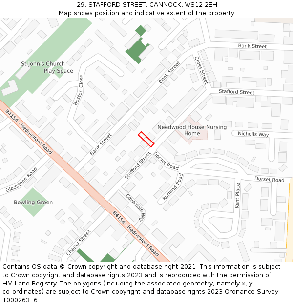 29, STAFFORD STREET, CANNOCK, WS12 2EH: Location map and indicative extent of plot