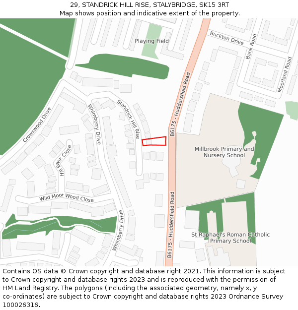 29, STANDRICK HILL RISE, STALYBRIDGE, SK15 3RT: Location map and indicative extent of plot