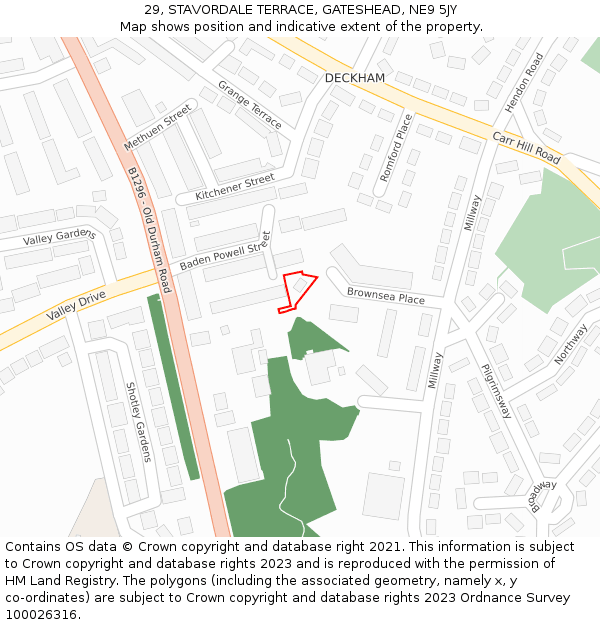 29, STAVORDALE TERRACE, GATESHEAD, NE9 5JY: Location map and indicative extent of plot