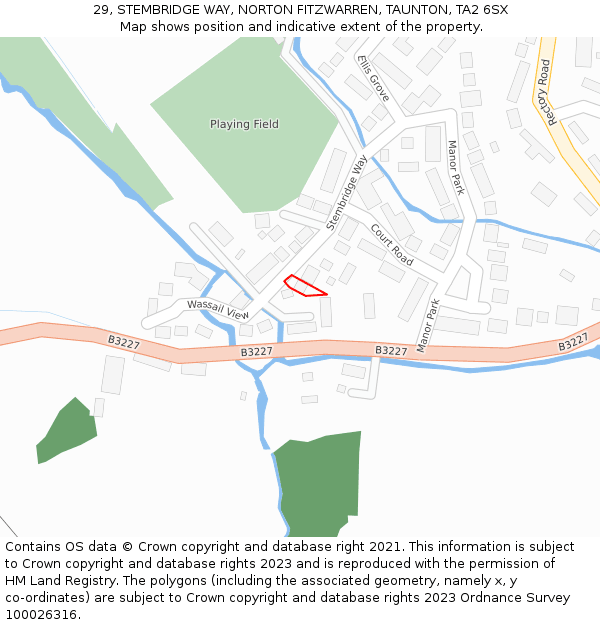 29, STEMBRIDGE WAY, NORTON FITZWARREN, TAUNTON, TA2 6SX: Location map and indicative extent of plot
