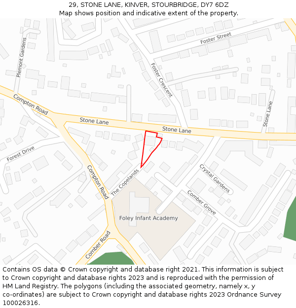 29, STONE LANE, KINVER, STOURBRIDGE, DY7 6DZ: Location map and indicative extent of plot