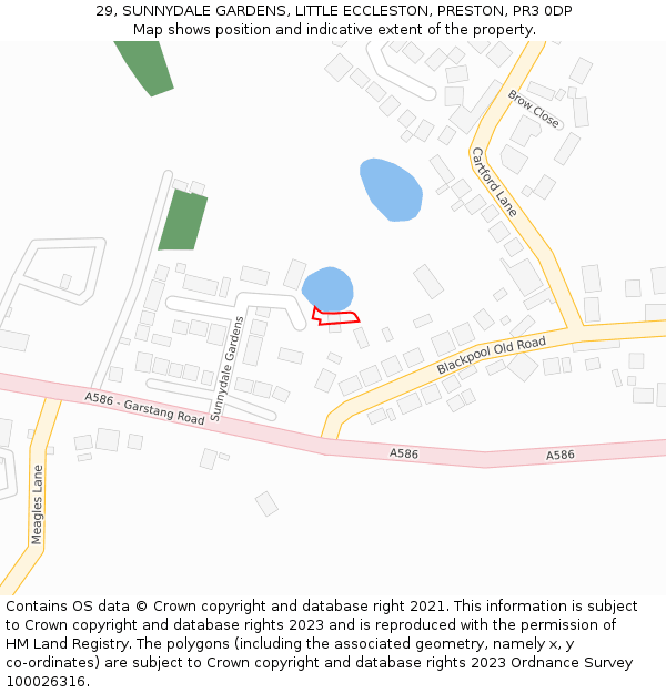 29, SUNNYDALE GARDENS, LITTLE ECCLESTON, PRESTON, PR3 0DP: Location map and indicative extent of plot